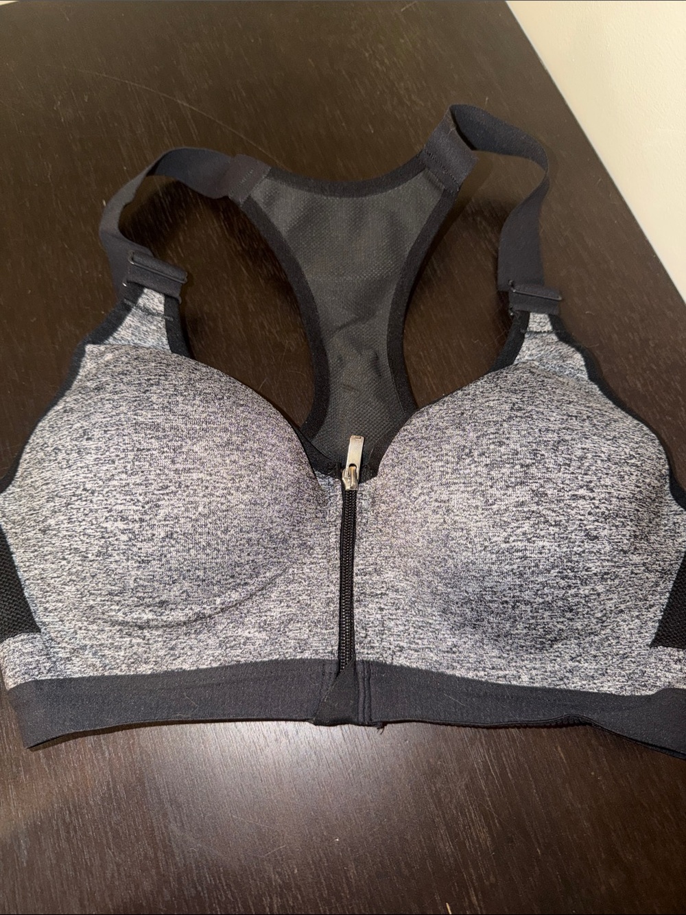 VSX Sport Front-Zip Heather Gray Racerback Sports Bra 34B